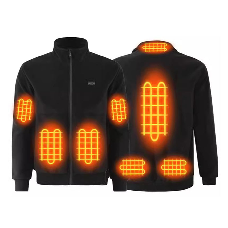 LinkMejor HJ-08 Smart Heated Jacket 8 Heating Zones USB Charging Fleece Coat Washable Warm Winter Jacket for Hiking Camping Outdoor Activities