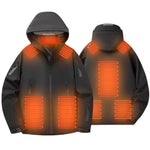 LinkMejor 10 Zones Electric Heated Jacket - 3 Gear Control Temperature, Windproof, USB Charging, Thermal Hoodie Coat for Outdoor Hiking Camping