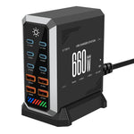 [GaN Tech] 660W 10-Port USB PD Charger 6USB-C+4USB-A QC 140W PD 3.1 Fast Charging Desktop Charging Station for iPhone 16 16 Pro 15 14 13 Pro Max for MacBook Pro for Airpods for Apple Watch  for iPad
