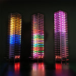 TWE-24 VU Meter Tower DIY Kit LED Music Spectrum 24H/12H Time Format Colorful Voice Control USB 5V Adjustable Sensitivity Brightness Control 6 Display Modes