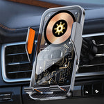 C10 15W Transparent Universal Car Wireless Charger Fast Wireless Mobile Charging Bracket Air Outlet Holder for Smart Phones for iPhone 17 17Pro 16 Pro Max 15 14 for Xiaomi 17pro for OPPO for Huawei Mate XTs