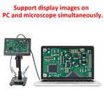 LinkMejor 26MP HDMI-compatible Digital Microscope 2100X Digital Magnification Adjustable 7 inch Screen 60fps Hight Frames Rate Microscope Camera with HDR Mode Can Eliminate Metal Reflection For Soldering HY-2070