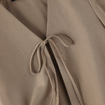 LinkMejor Daily Short Suit Jacket with Tie Front Collar, Short Sleeves Cotton Linen Blend Women's Blazer