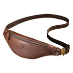 LinkMejor Genuine Leather Men's Belt Bag Crazy Horse Leather Casual Crossbody Bag Classic Retro Chest Bag Outdoor Storage Mountaineering Mobile Phone Bag Waist Bag