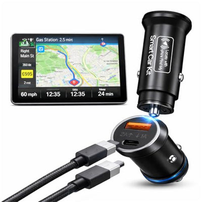 AP200 Smart Car Kit 2 in 1 Car Charger with GPS Tracker Anti-Loss Device Locator Dual Port Fast Charging Apple iOS Compatibility