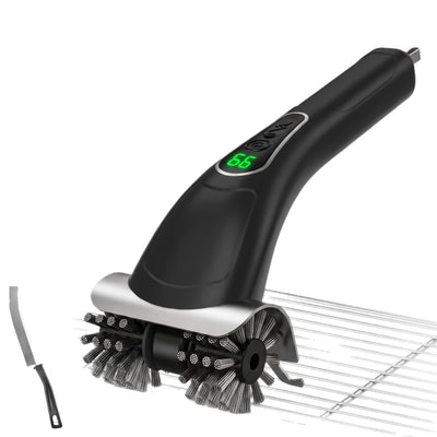 Tevorex Electric Double-Head BBQ Grill Cleaning Brush 500/600 RPM 2 High Speed Modes 2500mAh Long Battery Cordless Rechargeable Brush Cleaner for Kitchen Camping