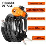 LinkMejor Anti-thief Key Bike Lock 1.2m Length Steel Alloy Tough Protection Waterproof Portable Bicycle Lock for MTB Bicycle Road Bike
