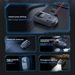 Car Jump Starter with Air Compressor Portable Booster Charger 1200A Powerful Battery Starting Device with Flashlight Tire Inflator