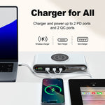 Bakeey WLX-F9A 72W 4-Port USB PD Charger with Wireless Magnetic Charger Pad 2USB-A+2USB-C PD QC3.0 Fast Charging Desktop Charging Station EU Plug US Plug for iPhone 16 15 Pro 14 13 12 Pro Max for Huawei Mate XT for iPad Pro for Airpods for MacBook Pro