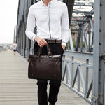 14-inch Men's Hand Bag Large Capacity Business Casual Briefcase Simple Fashionable Sold Laptop Messenger Bag for Work Travel