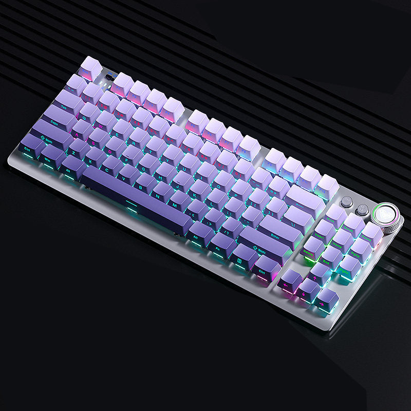 LinkMejor F3001 Tri-mode Mechanical Keyboard with Multifunctional Knob 87-keys Gradient Color RGB Lighting 2000mAh Battery E-sports Gaming Keyboards