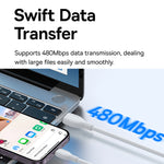 Baseus Ultra-Fast 2.4A USB-A to iP Cable Fast Charging Data Transmission Copper Core Line 1M/2M Long for iPhone 14 14Pro 13 12 Pro Max