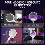 5-in-1 Multifunctional 3500V Mosquito Killer Lamp with Adjustable Angle Bug Zapper Portable Rechargeable Electric Fly Swatter with USB Charging and Quick Charge Feature