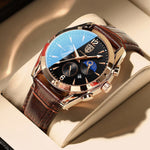 LinkMejor Men Watches Waterproof Luminous Calendar Quartz Watch Stainless Steel Leather Watch Fashion Luxury Business Wristwatch