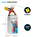 LinkMejor GNB 14.8V 650mAh 80C 4S LiPo Battery XT30U-F Plug for  GEPRC Tern LR40 FPV Racing Drone