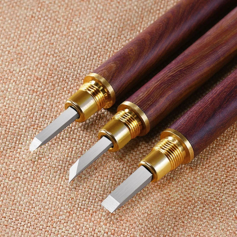 Woodworking Stone Knife Carbide Engraving Chisel Set with Split Stamp Knife with a Portable Bag for Seal Engraving Stone Letters