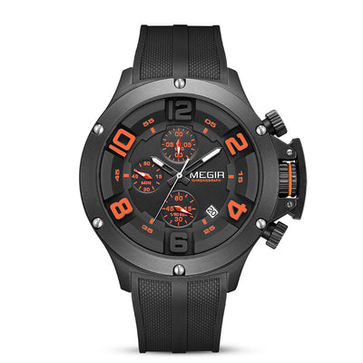LinkMejor Men Fashion Sport Quartz Watches Big Dial Multi-functional Watch Chronograph Waterproof Luminous Wristwatches Date Clock
