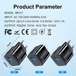 BK317 PD25W 2-Port USB PD Charger USB-A+USB-C PD QC3.0 Fast Charging Wall Charger Adapter EU Plug for iPhone 15 14 13 Pro for Samsung Galaxy Z Flip6 for Huawei Nova Flip for Honor Magic V3