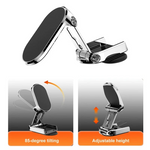 Universal Car Magnetic Mobile Phone Holder Metal Folding Car Mount Magnetic 360° Adjustable Rotating Phone Mount Height Adjustable Positioning Rotating