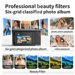 DC203 12MP Waist-Level Digital Camera 4K Photo Video 28X Zoom Auto Focus Dual Screen Vlogging Camera for Photography 1200mAh OTG Transfer Portable Compact Creative Shot