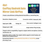 LinkMejor Q1U Carplay 4-in-1 Car Screen Mirroring Box Wireless CarPlay/Android Auto/Mirror Link/ Adapter USB Dongle