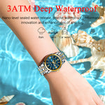 LinkMejor Women Luxury Quartz Watch Date Dial Analog Fashion Business Casual Wrist Watch Luminous Waterproof Steel Band Lady Watch