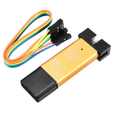 Geekcreit® 3.3V 5V XTW ST-LINK V2 STM8 / STM32 Simulator Programmer Downloader Debugger 500MA Fuse Short Circuit Protection Aluminum Alloy U Disk Shell With 20cm Dupont Wire