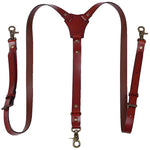 Men's PU Leather Suspenders Retro Style Y back Adjustable Belt Loop 3 Snap Hooks Belt Mens Trousers Braces