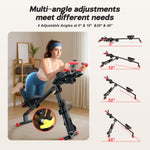 LinkMejor 4 in 1 Foldable Rowing Machine with LCD Monitor 4 Levels & 4 Heights 120kg Capacity Adjustable Ab Trainer Silent Slides Workout Rower Home Gym Equipment for Full-Body