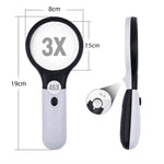3X 45X Mini Handheld Magnifier Dual Lens 3 LED Light Magnifying Glass Effective Lens Diameter 75MM and 22MM Brightness Adjustable Great For Reading Jewelry Evaluation