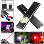 Bikight X505 EDC Rechargeable Laser Flashlight UV COB Work Light Magnetic Base Type-C 450mAh Pocket Waterproof LED Pen Light with Integrated Ruler