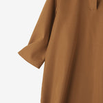 LinkMejor Women's Dresses Turn-Down-Collar 3/4 Sleeve Elegant Office Side Split Plain Maxi Shirt Dress