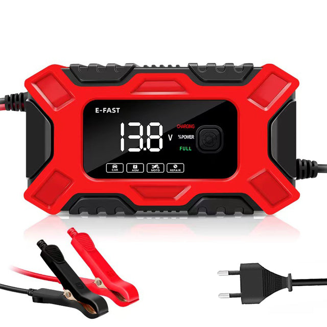 LinkMejor 12V 6A Large Screen Digital Display Battery Charger Pulse Repair for Car Motorcycle Dry Water Lead-acid Batteries