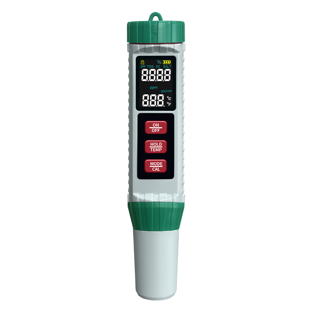 5-in-1 Water Quality Tester MF-X51 pH TDS Salinity EC Temperature Meter Accurate Portable Digital Water Analyzer for Aquariums Pools Labs Farming