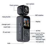 Q3 Portable Action Camera 4K Ultra HD Dual Lens Mini Recorder WiFi Night Vision 2000mAh Battery Loop Recording for Sports Travel Vlogging Outdoor