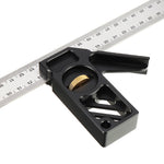 LinkMejor Adjustable 300mm Aluminum Alloy Combination Square 45 90 Degree Angle Scriber Steel Ruler Woodworking Line Locator Ruler DIY Carpenter Measuring Tool