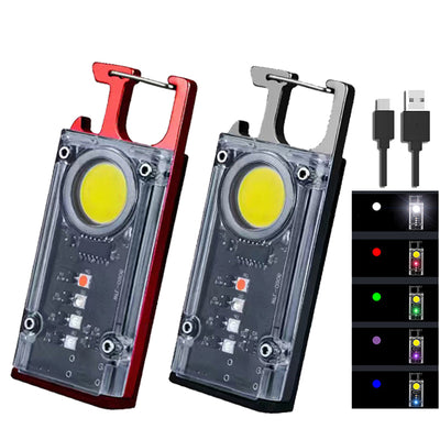 Magnetic COB LED Work Light Portable Keychain Flashlight UV Light Red/Blue Warning Green Light Keychain Light Mini Torch Light