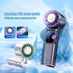 Tevorex Portable Handheld Air Conditioner Fan 7 Blades 199 Levels Wind Adjustable 4000mAh Long Battery Rechargeable Mini Cooling Fan with LED Digital Display for Indoor Outdoor