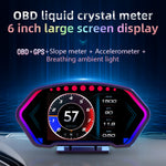 6-inch LCD Screen P3 Car Head Up Display 36 Function OBD+GPS Dual System HUD Slope Meter Accelerometer Breathing Ambient Light
