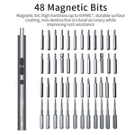 62-in-1 High-Speed Adjustable Electric Screwdriver with 48 Precision S2 Bits Lengthened Bits for Complex Tasks 330mAh Battery Type-C Charging Compact Portable DIY Repair Tool Set with Additional Accessories