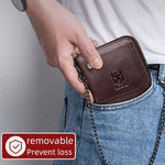 LinkMejor Men Genuine Leather Wallets Multifunction Bifold Zipper Wallets RFID Anti-magnetic Multi-card Slot Card Holder Coin Purse