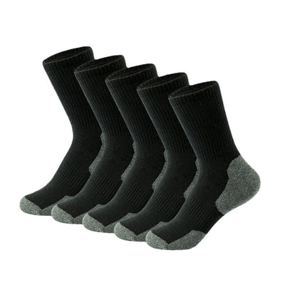 5 Pairs Men's Mid-calf Socks Sweat Anti-odor Sports Socks for Spring Autumn Winter Outdoor Running Basketball Socks Thick Warm Male Socks Large Size 39-45