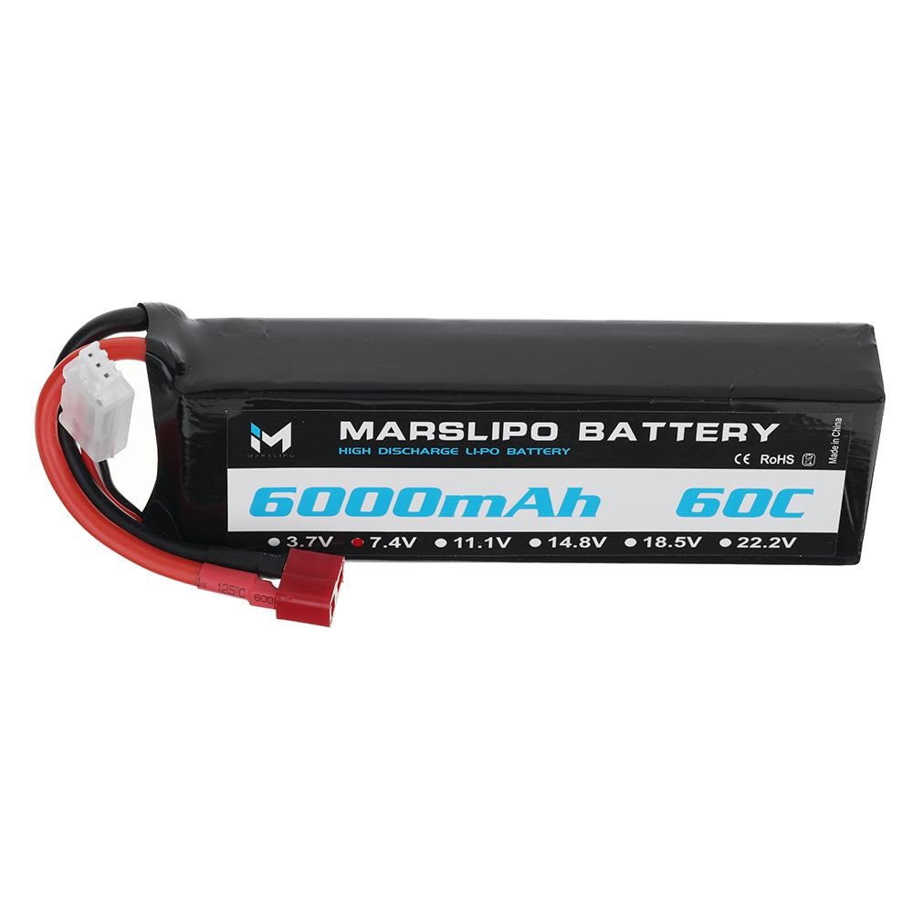 LinkMejor 7.4V 6000mAh 60C 2S Lipo Battery T Plug with XT60 Adapter for RC Model