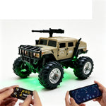 LinkMejor HG4-469 RTR 1/64 2.4G RWD Mini H1 Alloy Army Military Truck RC Car Off-Road LED Light Three Speed Support App Remote Control Vehicles Models Pocket Toys Desktop Collection Gift For Boys