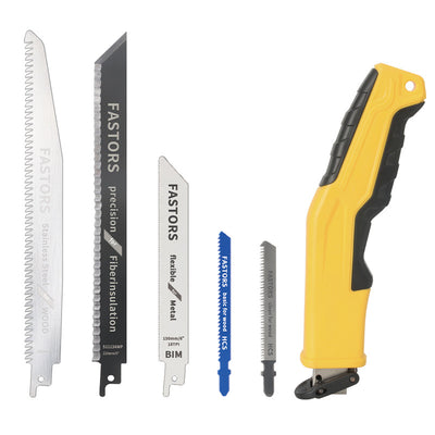 6-in-1 Multifunctional Reciprocating Saw Ergonomic ABS Handle Interchangeable Blades for Wood Metal PVC Cutting Adjustable Length Portable Tool