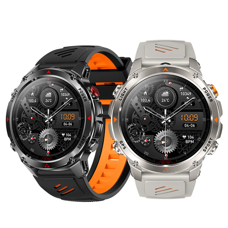 HT37 1.46-inch HD Display GPS Flashlight 30M Waterproof Altitude Pressure 540mAh Massive Battery bluetooth Call Heart Rate Blood Pressure Blood Oxygen Monitor Sleep Monitoring Multi-sport Modes Smart Watch