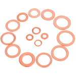 150PCS 15 Sizes Copper Metric Sealing Washers Assortment Set Flat Ring Sump Plug Oil Seal Gasket Sealing Washers Crush Washer Assortment M5/6/7/8/10/10.5/11/12/12.5/14/15/16/16.5/17.5