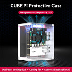 LinkMejor Raspberry Pi 5 Case Protective Kit with Cooling Fan Chassis RGB Color Light 0.96 Screen Dispaly DIY Electronic Shell Host PCIe
