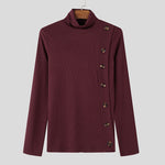LinkMejor Mens Solid Color Textured Pullover Long Sleeve Sweater Fashion Slim Fit High-collar Sweater for Male S 5XL