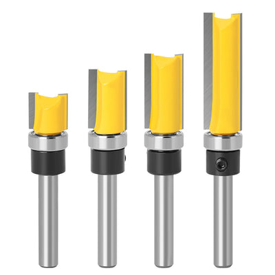 6.35mm Shank Router Bit Pattern Flush Trim Blade Bearing 1/2" Straight End Mill Slotting Milling Cutter For Woodworking Dia 12.7mm